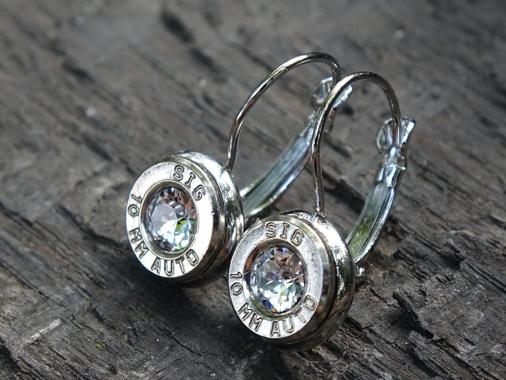 Lever back bullet earrings 10mm Clear Cubic Zirconia (etsy image id: 5154092869)