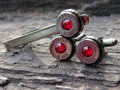 Bullet cufflinks & tie clip set gun metal garnet (etsy image id: 5815510662)