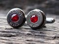 Bullet cufflinks .45 ACP gun metal garnet (etsy image id: 5815523972)