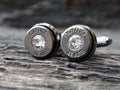 Bullet cufflinks .45 ACP gun metal cz clear (etsy image id: 5815552440)