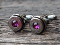 Bullet cufflinks .45 ACP gun metal amethyst (etsy image id: 5815576264)