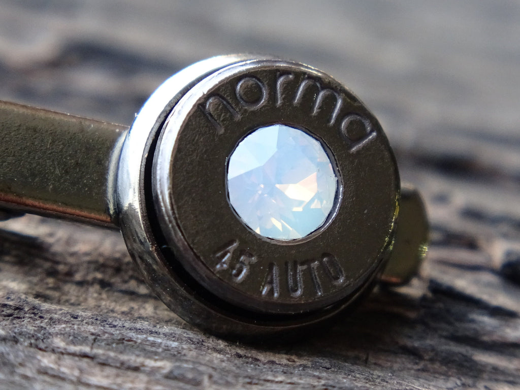 Bullet tie clip .45 gun metal opal (etsy image id: 5815724154)