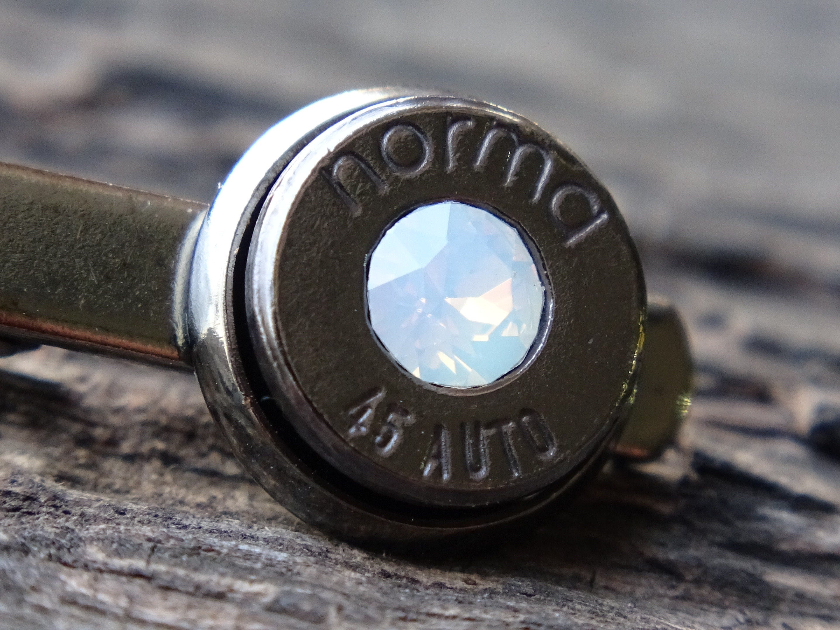 Bullet tie clip .45 gun metal opal (etsy image id: 5815724154)