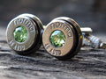 Bullet cufflinks .45 ACP gun metal peridot (etsy image id: 5815734386)