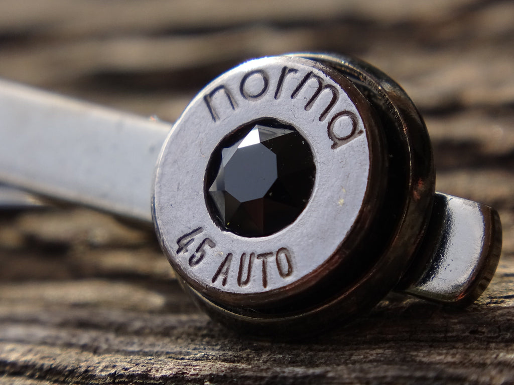 Bullet cufflinks & tie clip set gun metal onyx (etsy image id: 5815794868)