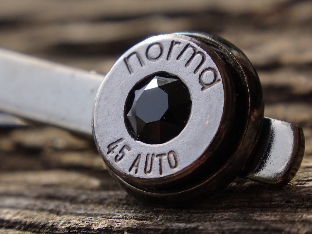 Bullet tie clip .45 gun metal onyx (etsy image id: 5815802118)