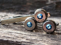 Limited edition Bullet cufflinks & tie clip set gun metal metallic blue (etsy image id: 5815807642)