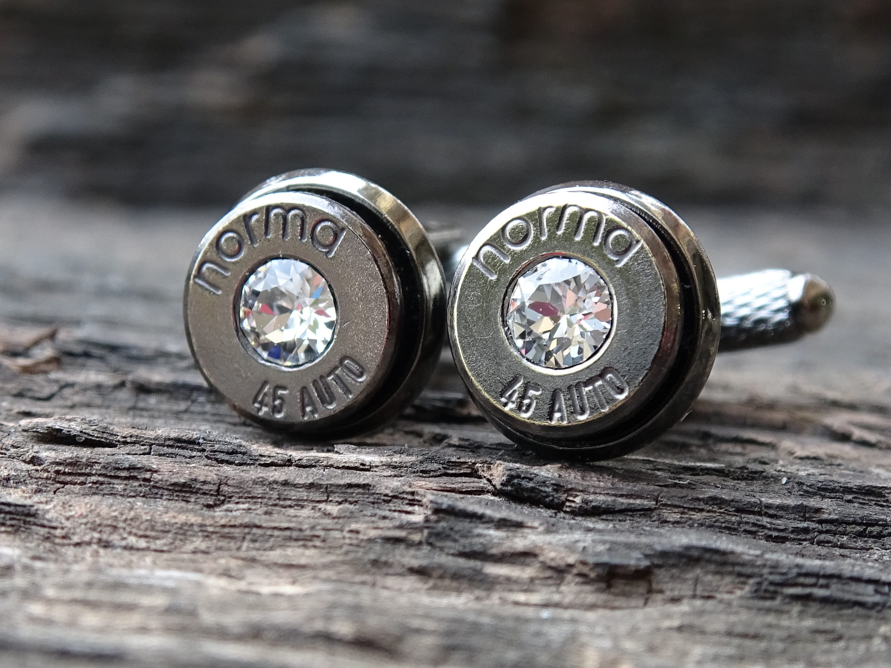 Bullet cufflinks & tie clip set gun metal garnet (etsy image id: 5863633533)
