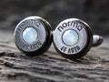 Bullet cufflinks .45 ACP gun metal opal (etsy image id: 5863804501)