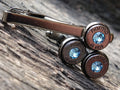 Bullet cufflinks & tie clip set gun metal aquamarine (etsy image id: 5863829219)