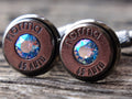 Limited edition Bullet cufflinks .45 ACP gun metal sapphire shimmer (etsy image id: 5863862521)