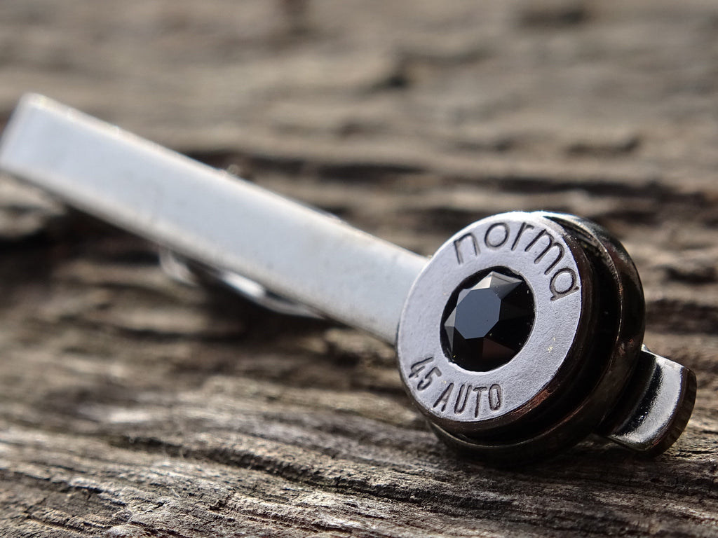 Bullet tie clip .45 gun metal onyx (etsy image id: 5863886897)