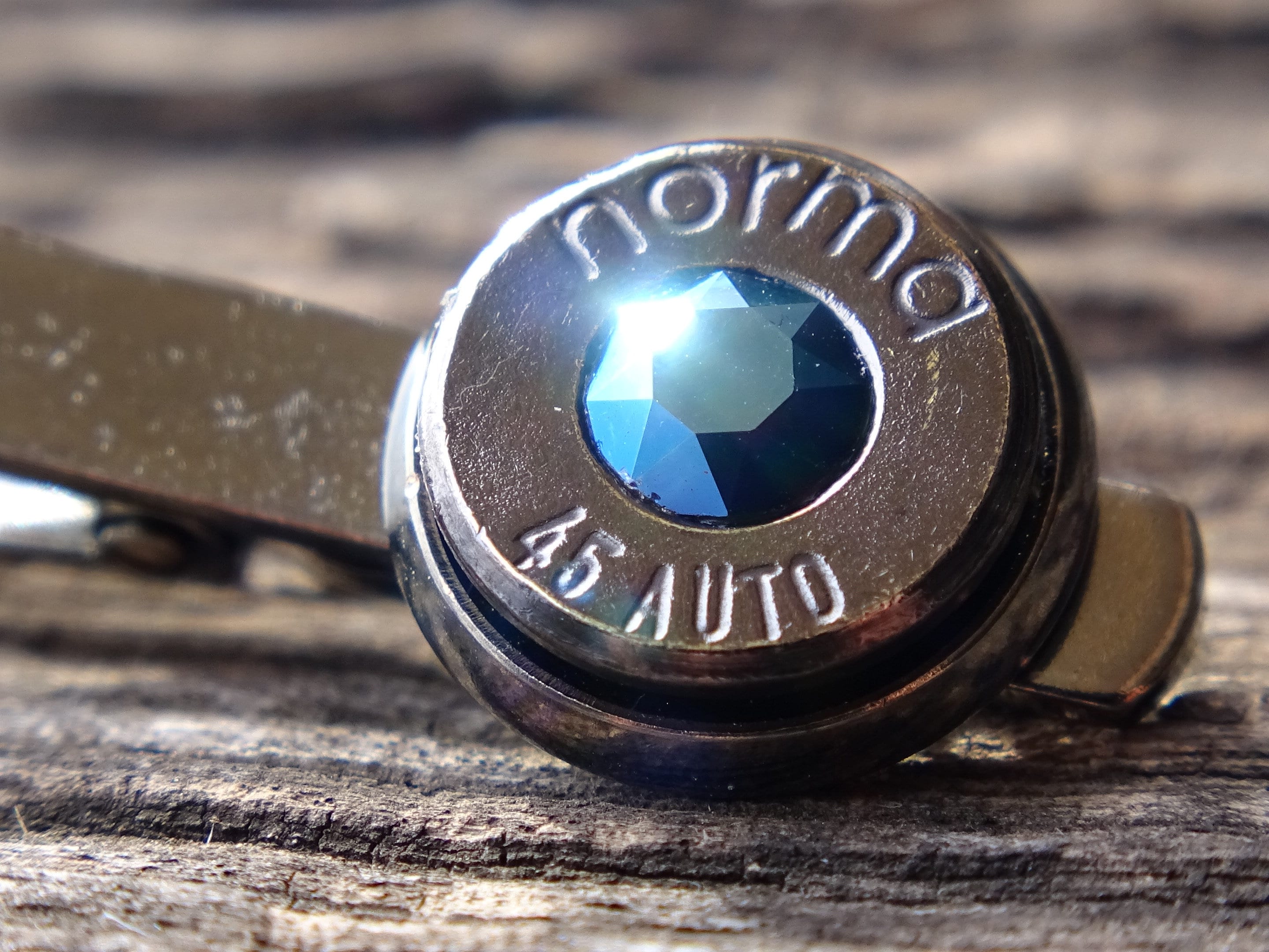 Limited edition Bullet cufflinks & tie clip set gun metal metallic blue (etsy image id: 5863893421)