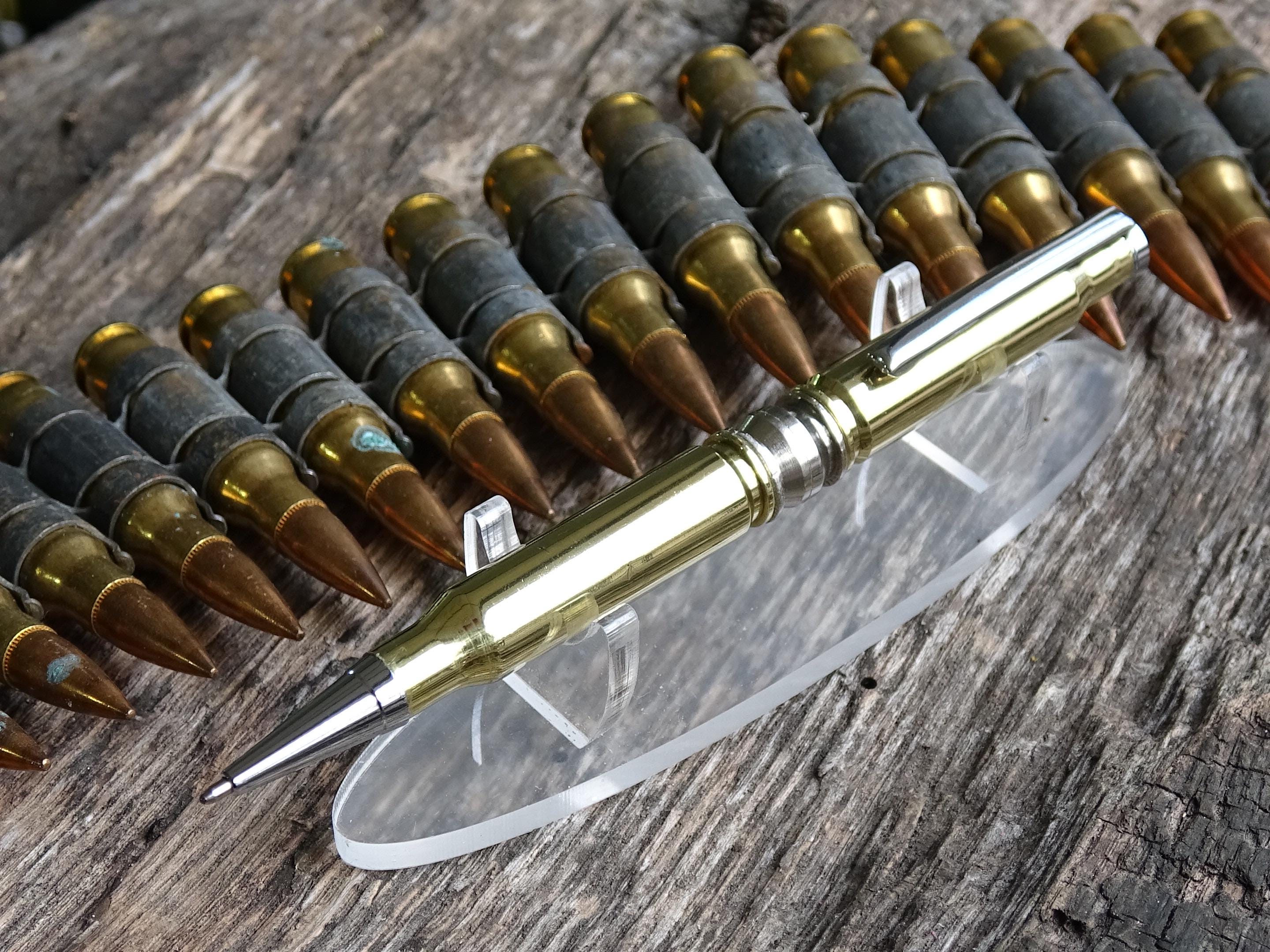 Bullet pen 308 brass & silver (etsy image id: 6429459796)