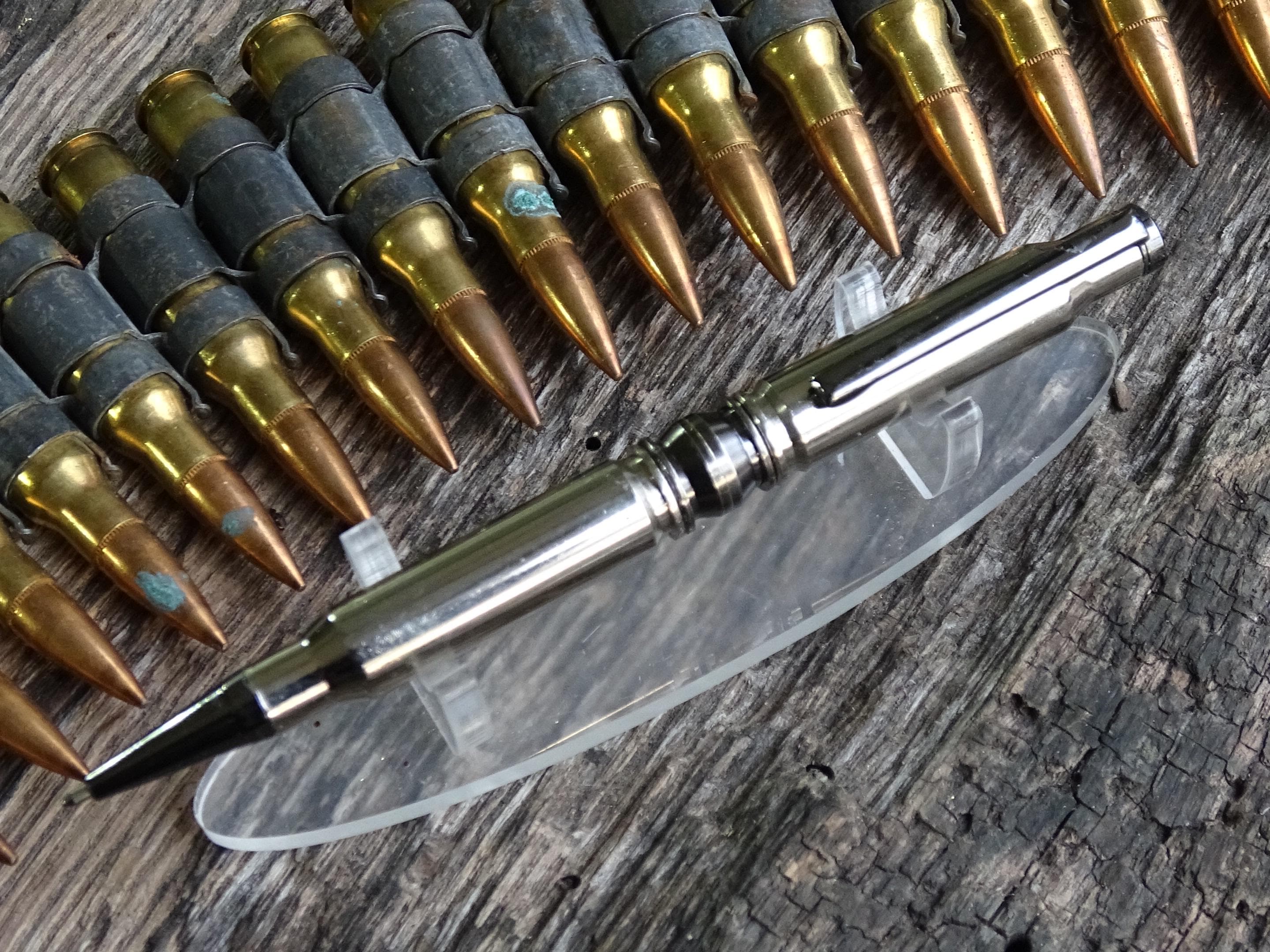 Bullet pen 308 Silver & black __etsy:6429513554