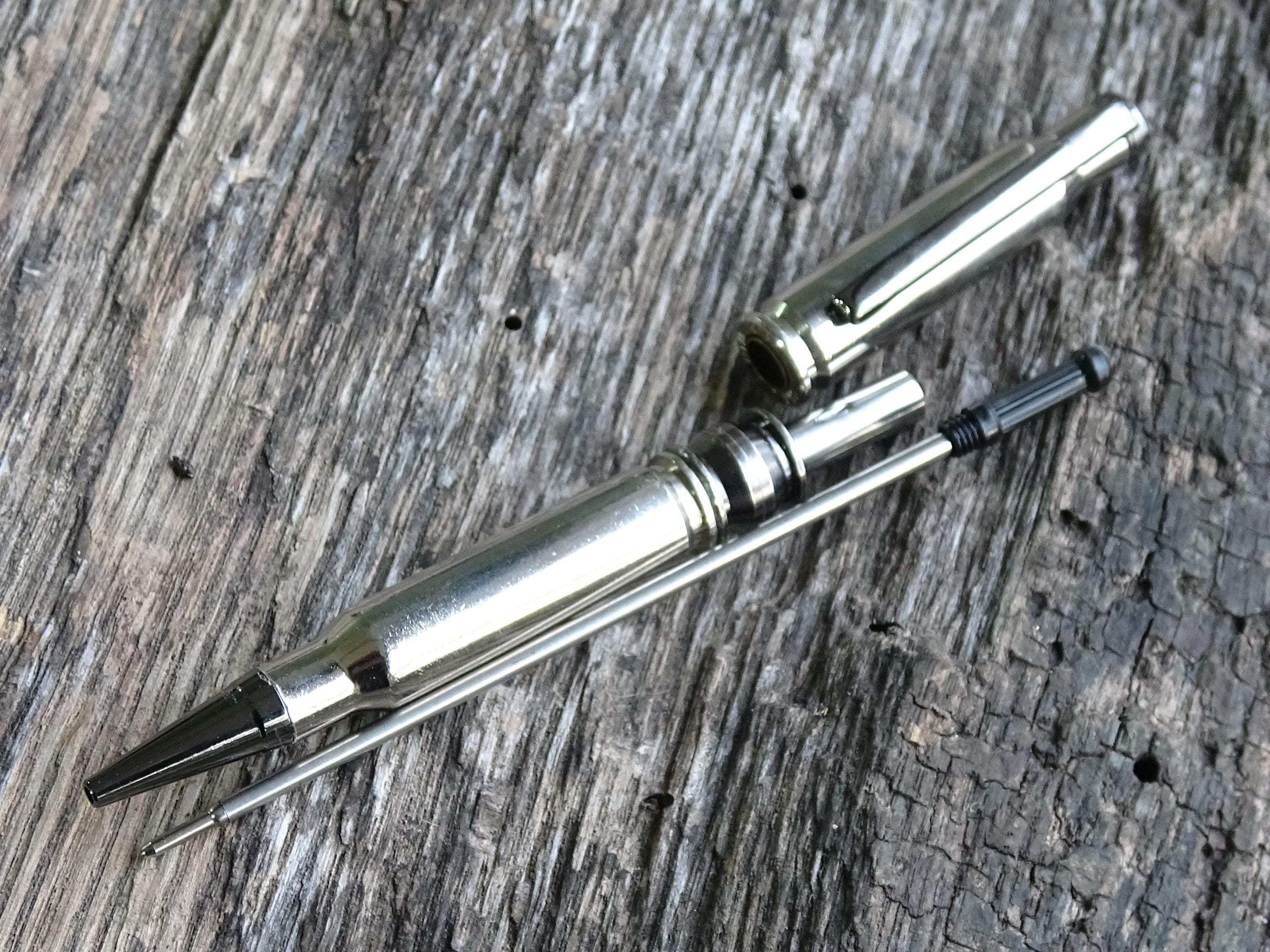 Bullet pen 308 Silver & black __etsy:6429513994