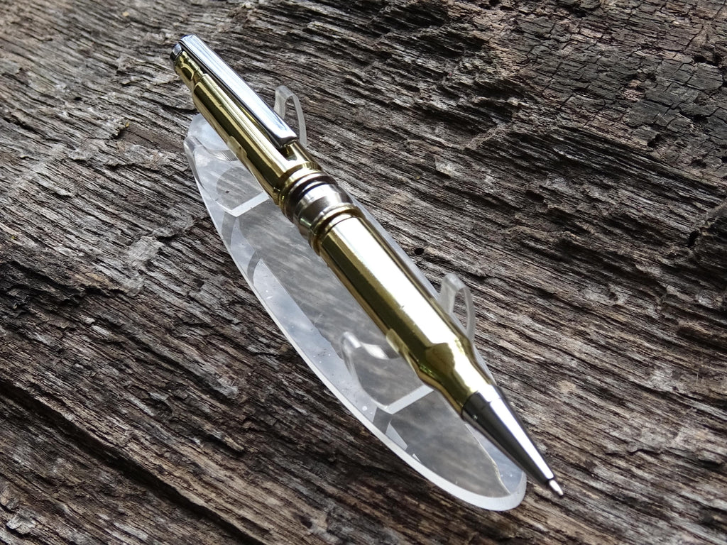 Bullet pen 308 brass & silver (etsy image id: 6477555105)