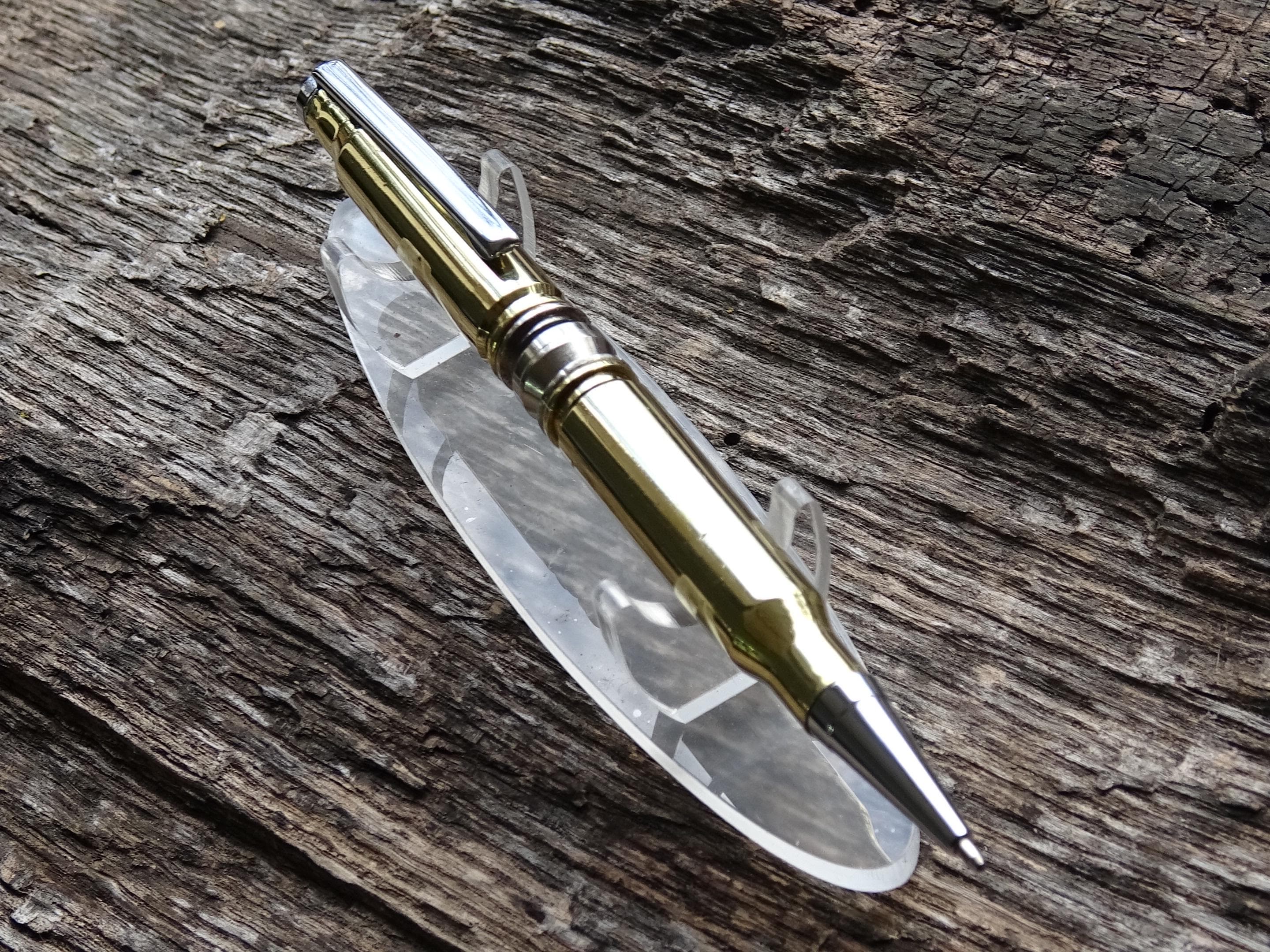 Bullet pen 308 brass & silver (etsy image id: 6477555105)