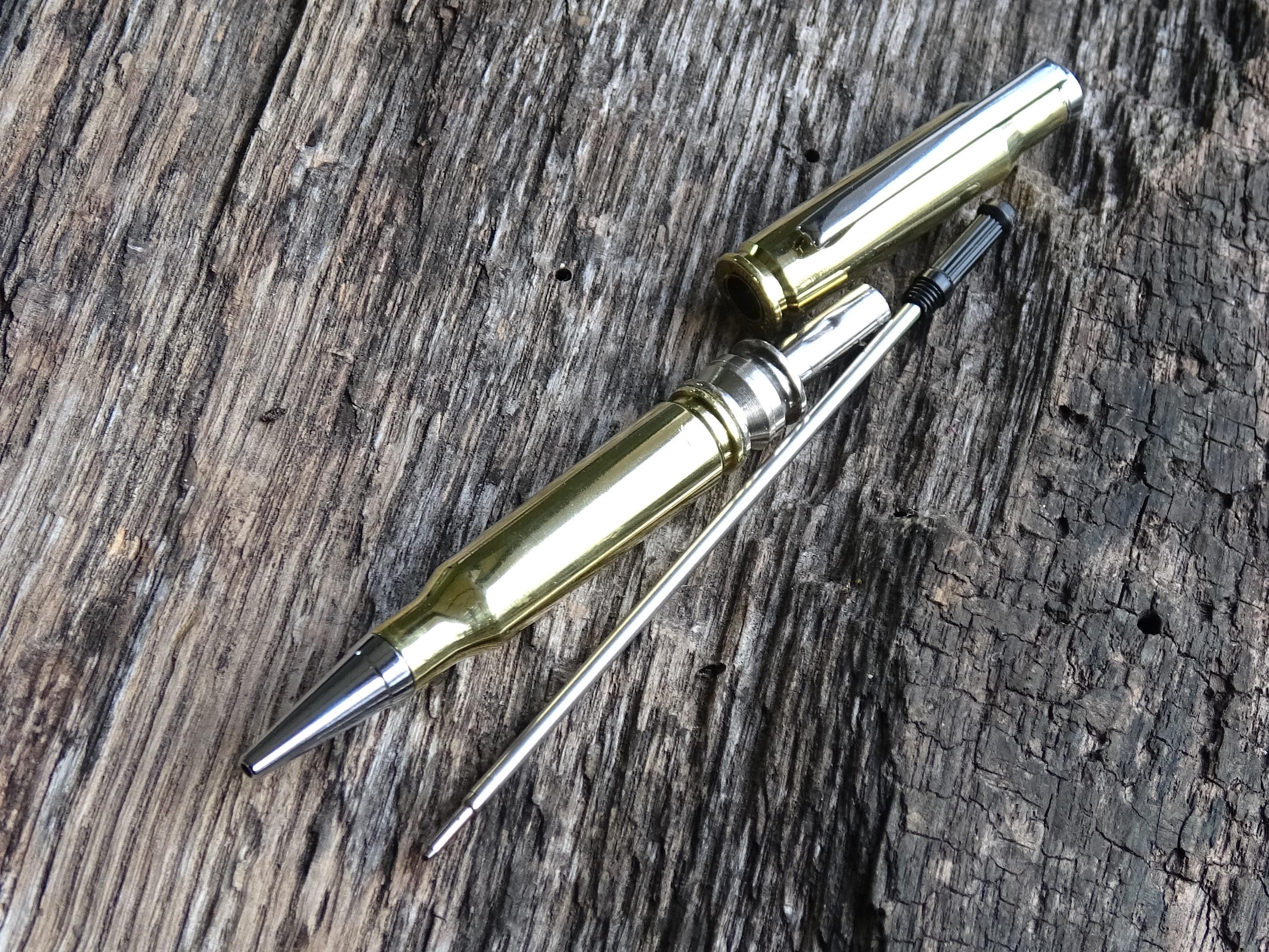Bullet pen 308 brass & silver (etsy image id: 6477556893)