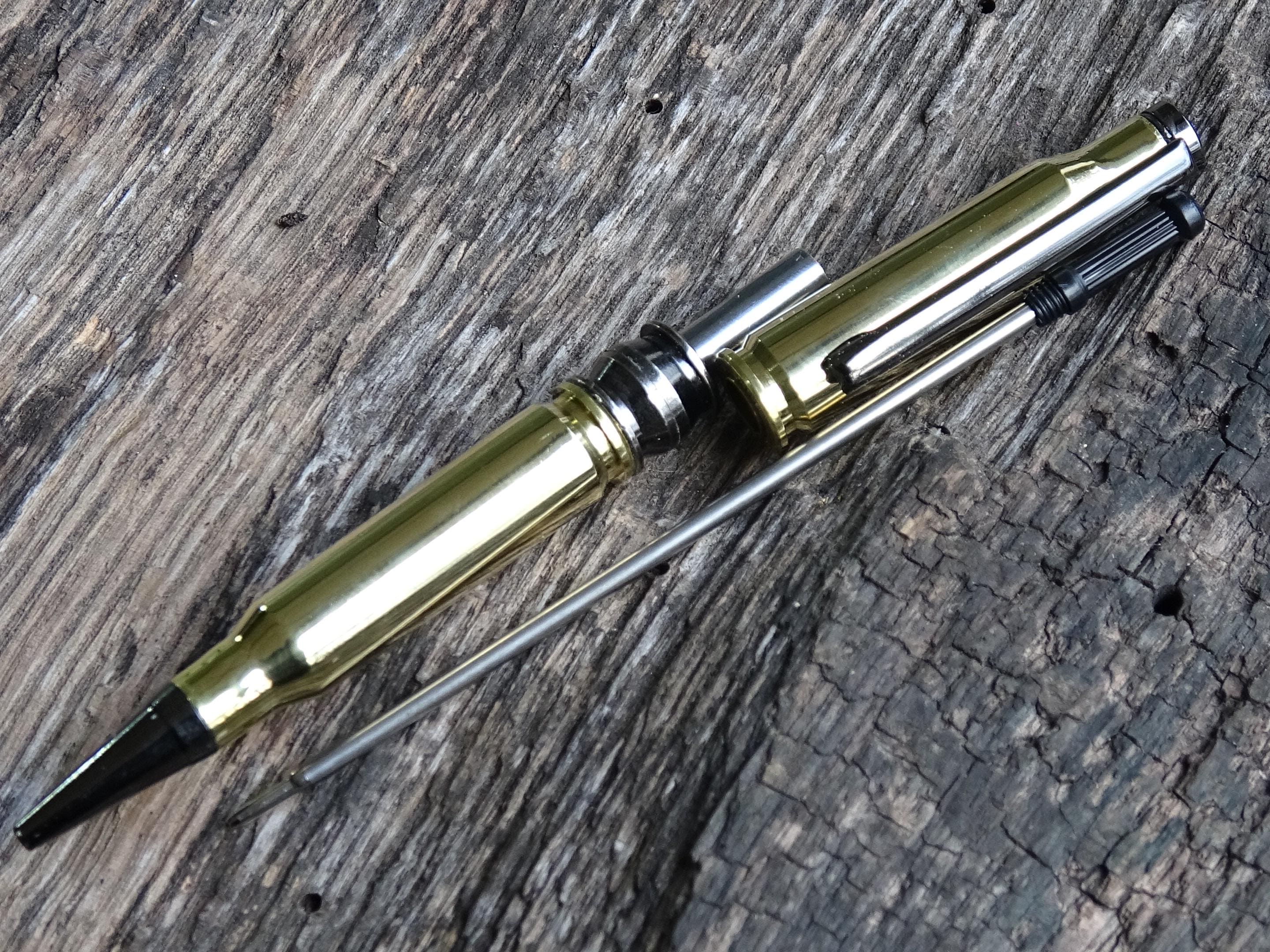 Bullet pen 308 brass & black gun metal (etsy image id: 6477566875)