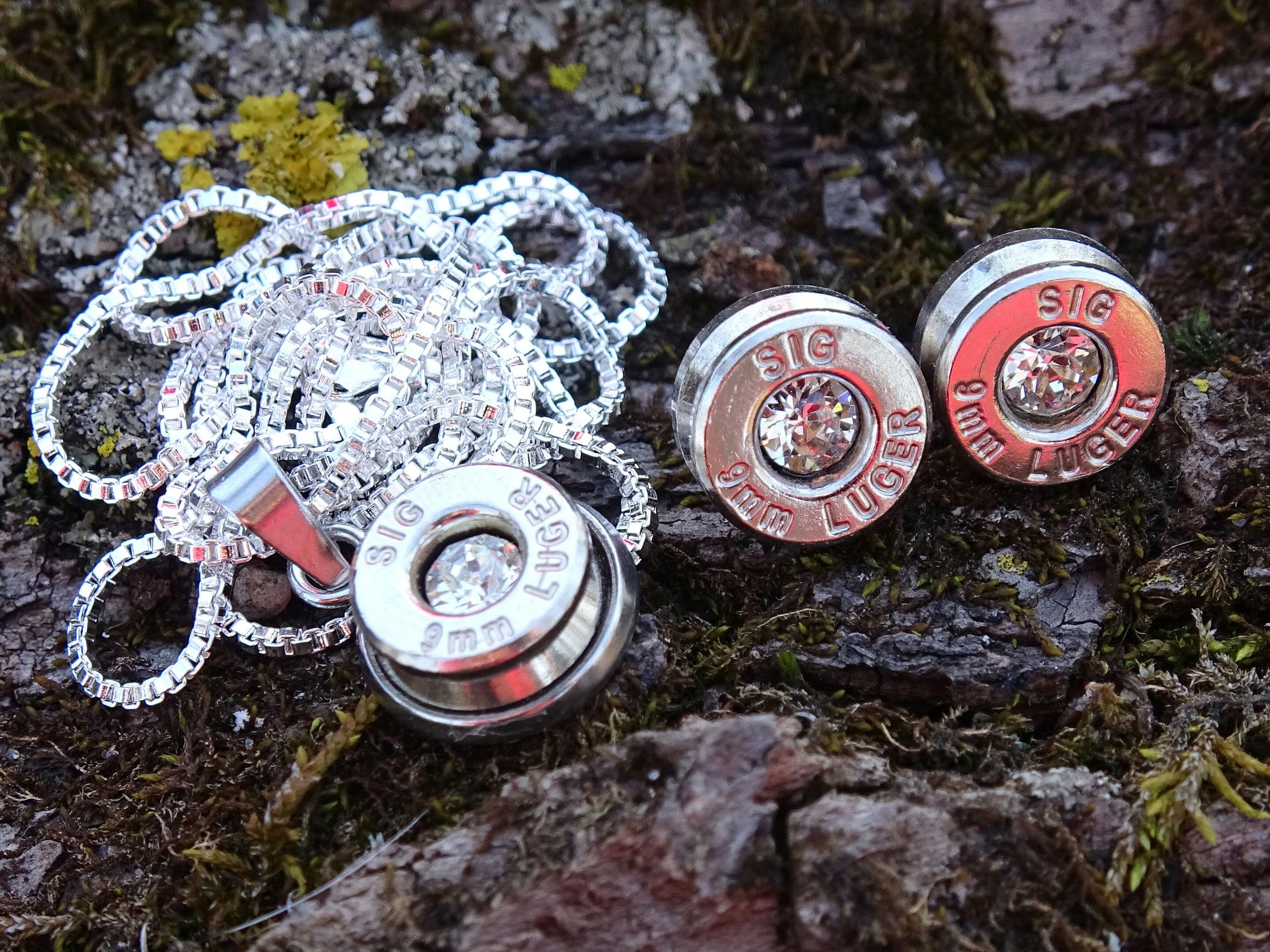 Bullet Necklace pendant & earring set 9mm clear cz (etsy image id: 6807893764)