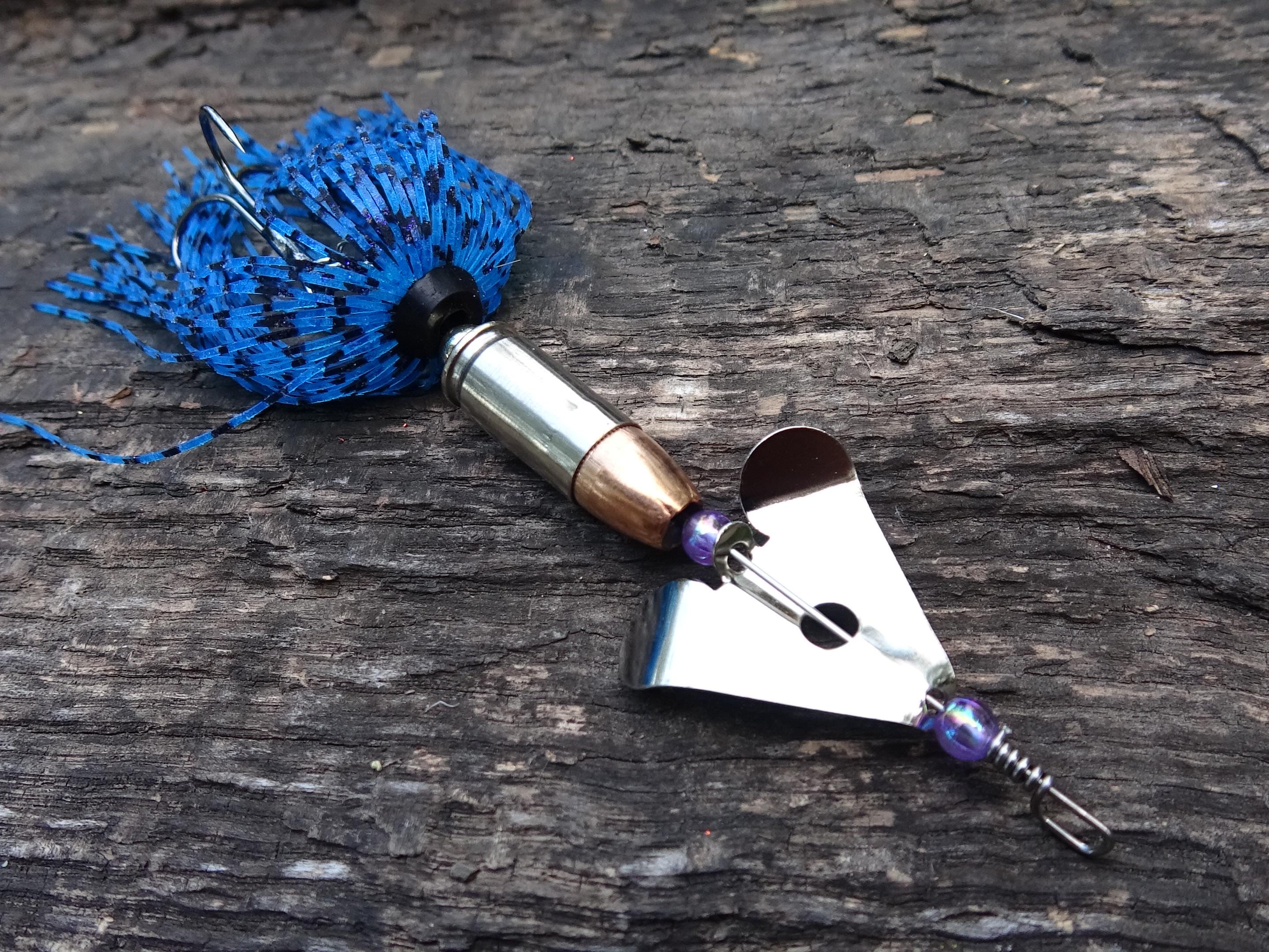 James Henry Bullet Fishing Lure 9mm luger in-line electric blue silver (etsy image id: 6862837992)