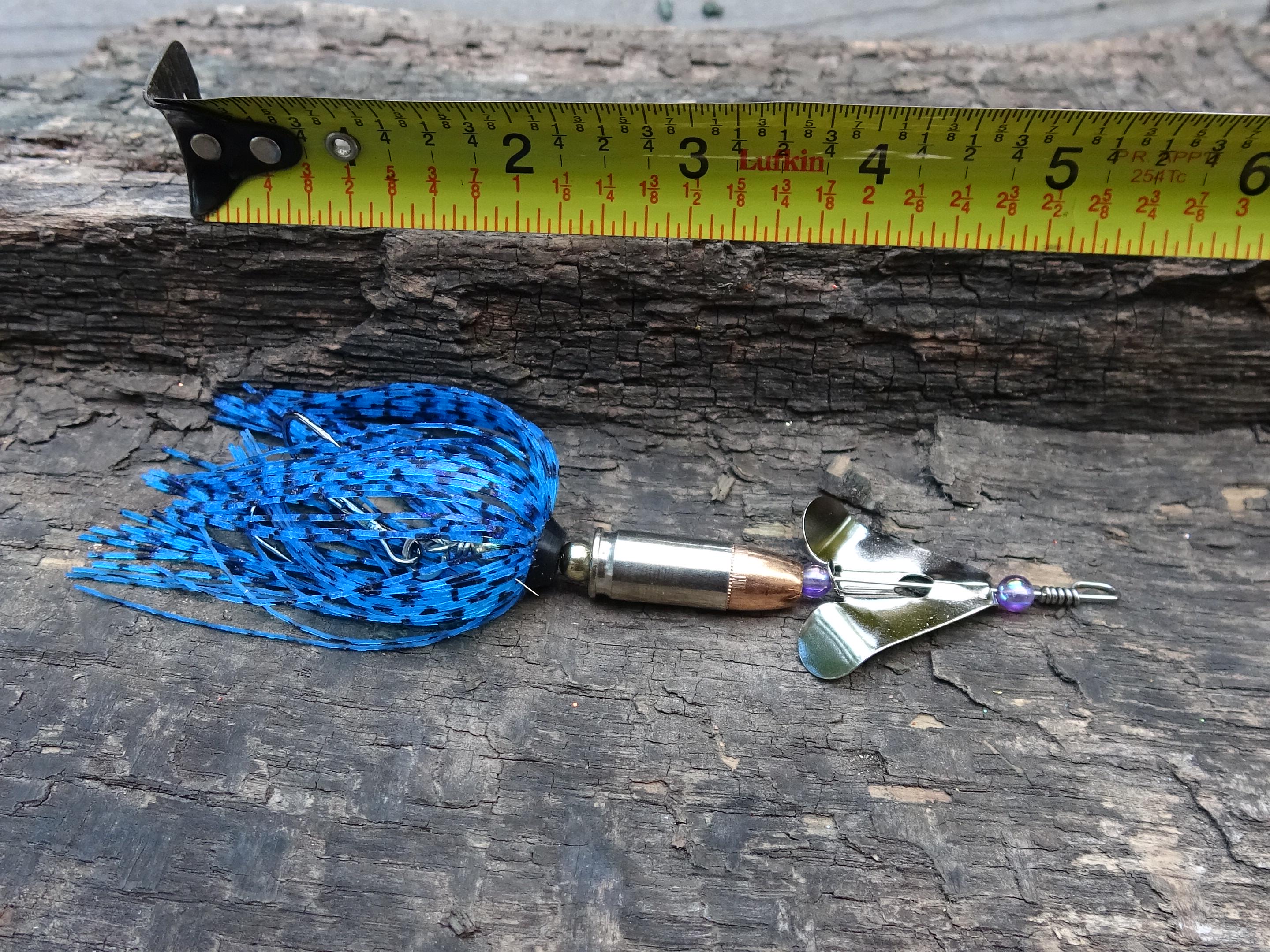 James Henry Bullet Fishing Lure 9mm luger in-line electric blue silver (etsy image id: 6862839260)