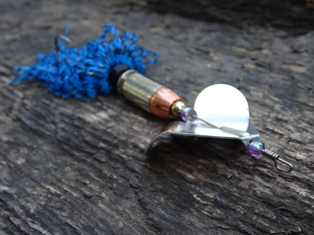 James Henry Bullet Fishing Lure .45 ACP in-line electric blue silver (etsy image id: 6910745903)