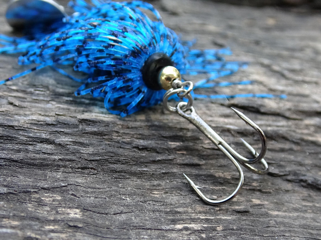James Henry Bullet Fishing Lure .45 ACP in-line electric blue silver (etsy image id: 6910746095)