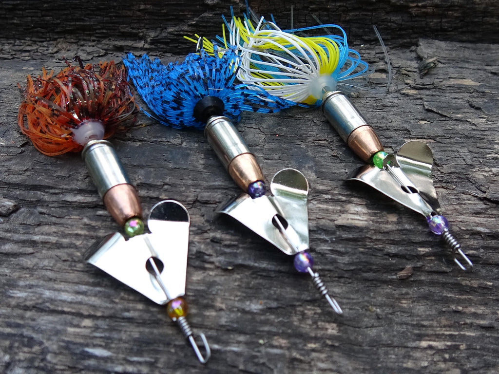 3 pack James Henry Bullet Fishing Lure 9mm Luger in-line Silver (etsy image id: 6910828605)