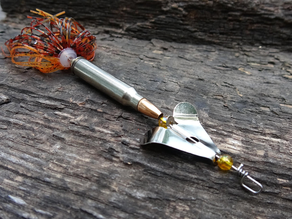 James Henry Bullet Fishing Lure 5.56/.223 fire craw silver (etsy image id: 6910841873)