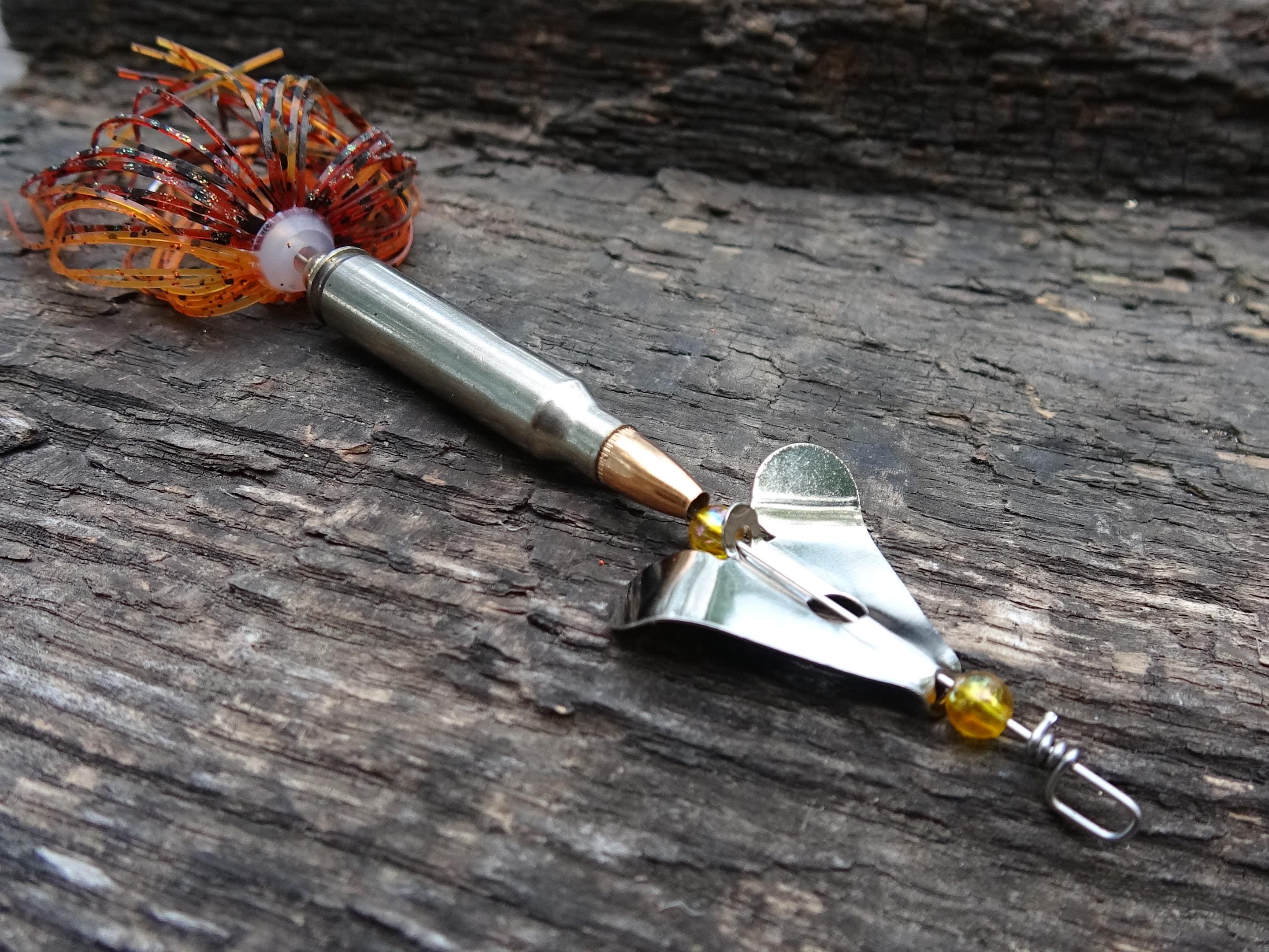 James Henry Bullet Fishing Lure 5.56/.223 fire craw silver (etsy image id: 6910841873)