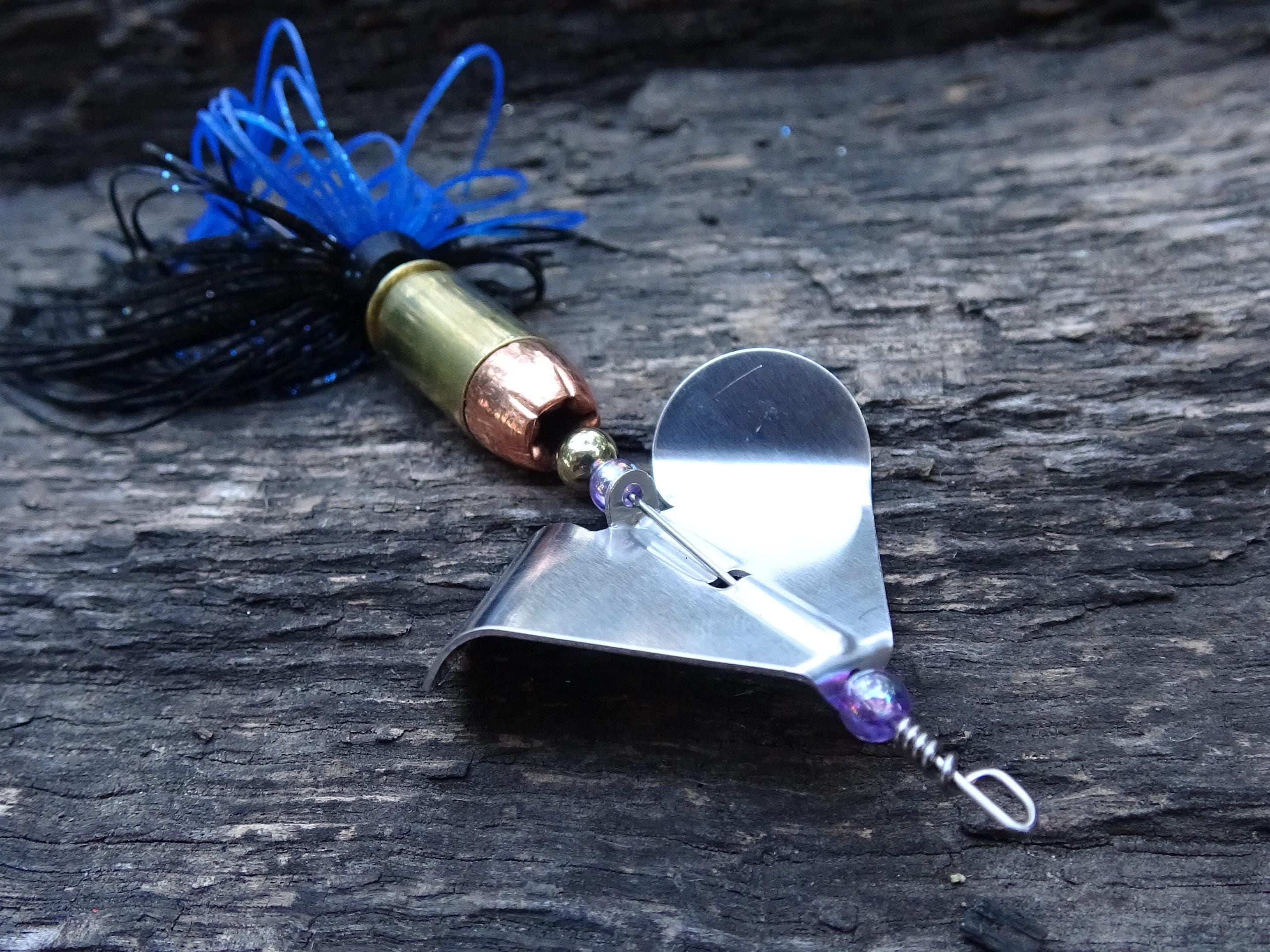 James Henry Bullet Fishing Lure .45 ACP in-line Black/Blue Brass (etsy image id: 6910900665)