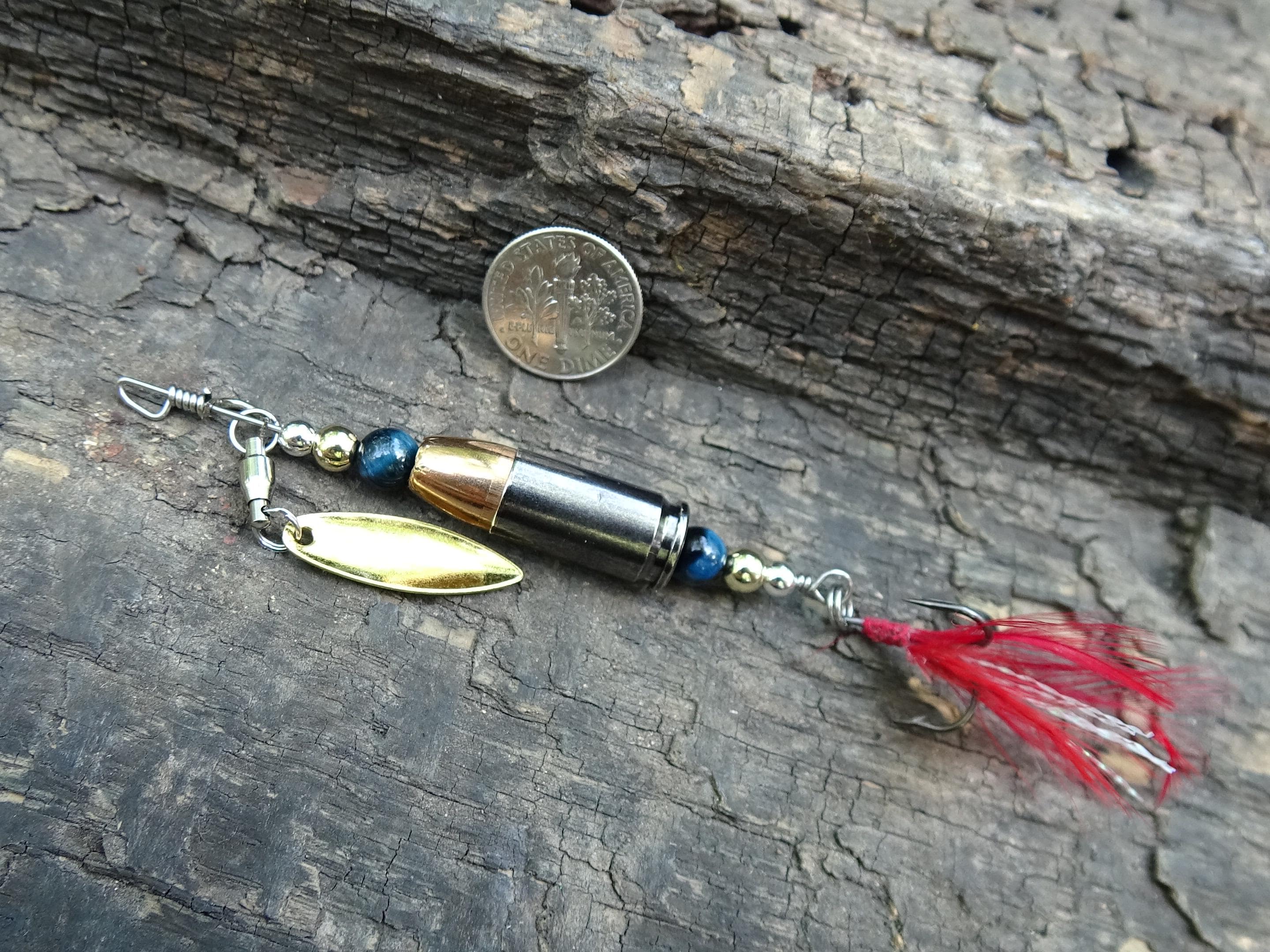 James Henry 9mm bullet fishing lure blue tigers eye bead 14k filled bead .925 filled bead (etsy image id: 7019147910)