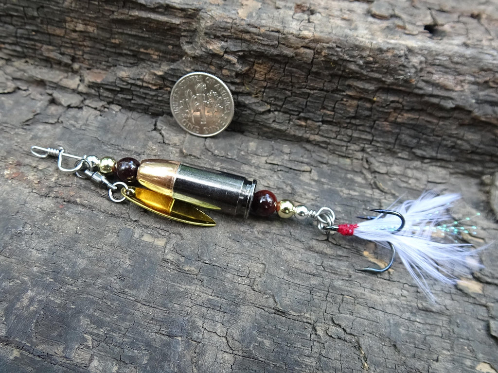 James Henry 9mm bullet fishing lure brown tigers eye bead 14k filled bead .925 filled bead (etsy image id: 7019180932)