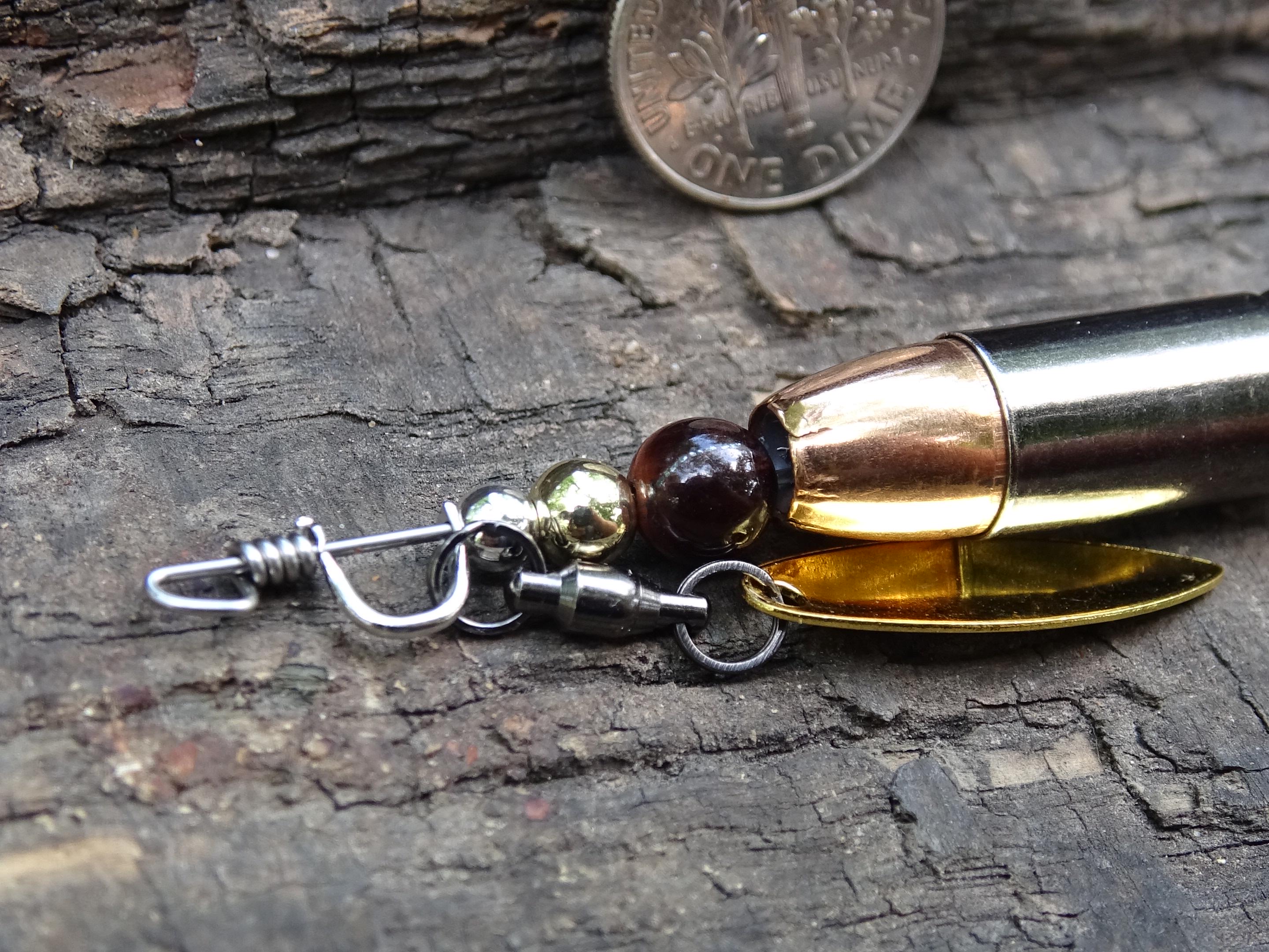 James Henry 9mm bullet fishing lure brown tigers eye bead 14k filled bead .925 filled bead (etsy image id: 7019181510)