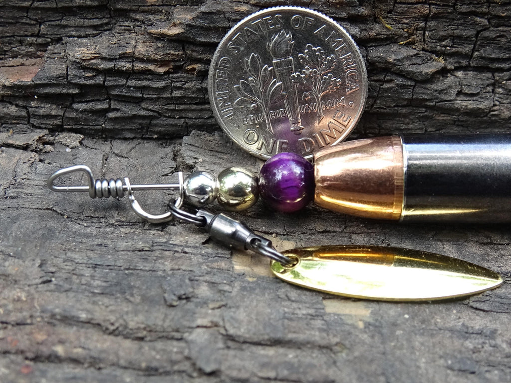 James Henry 9mm bullet fishing lure purple tigers eye bead 14k filled bead .925 filled bead (etsy image id: 7019253052)