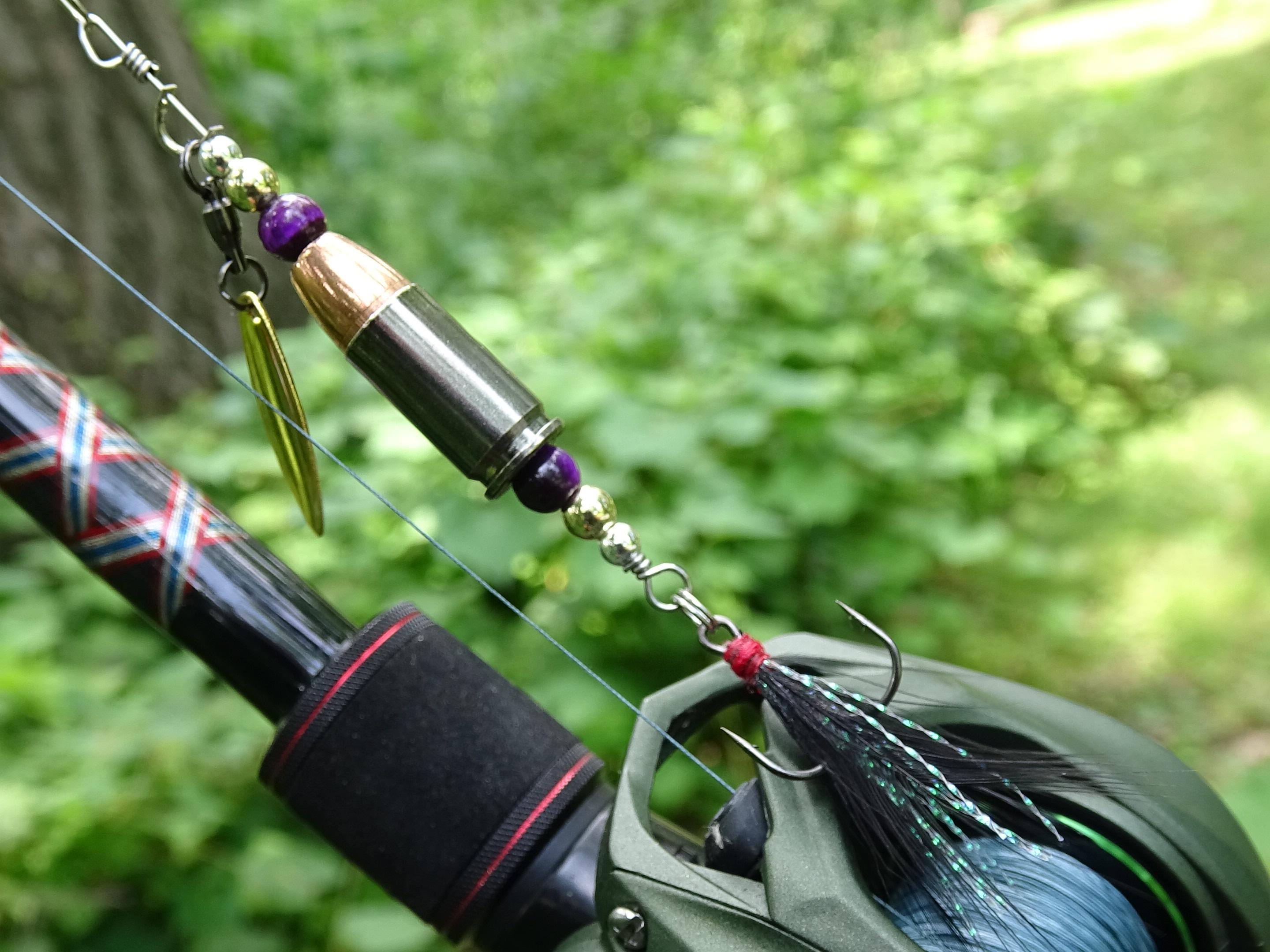 James Henry 9mm bullet fishing lure purple tigers eye bead 14k filled bead .925 filled bead (etsy image id: 7019254036)