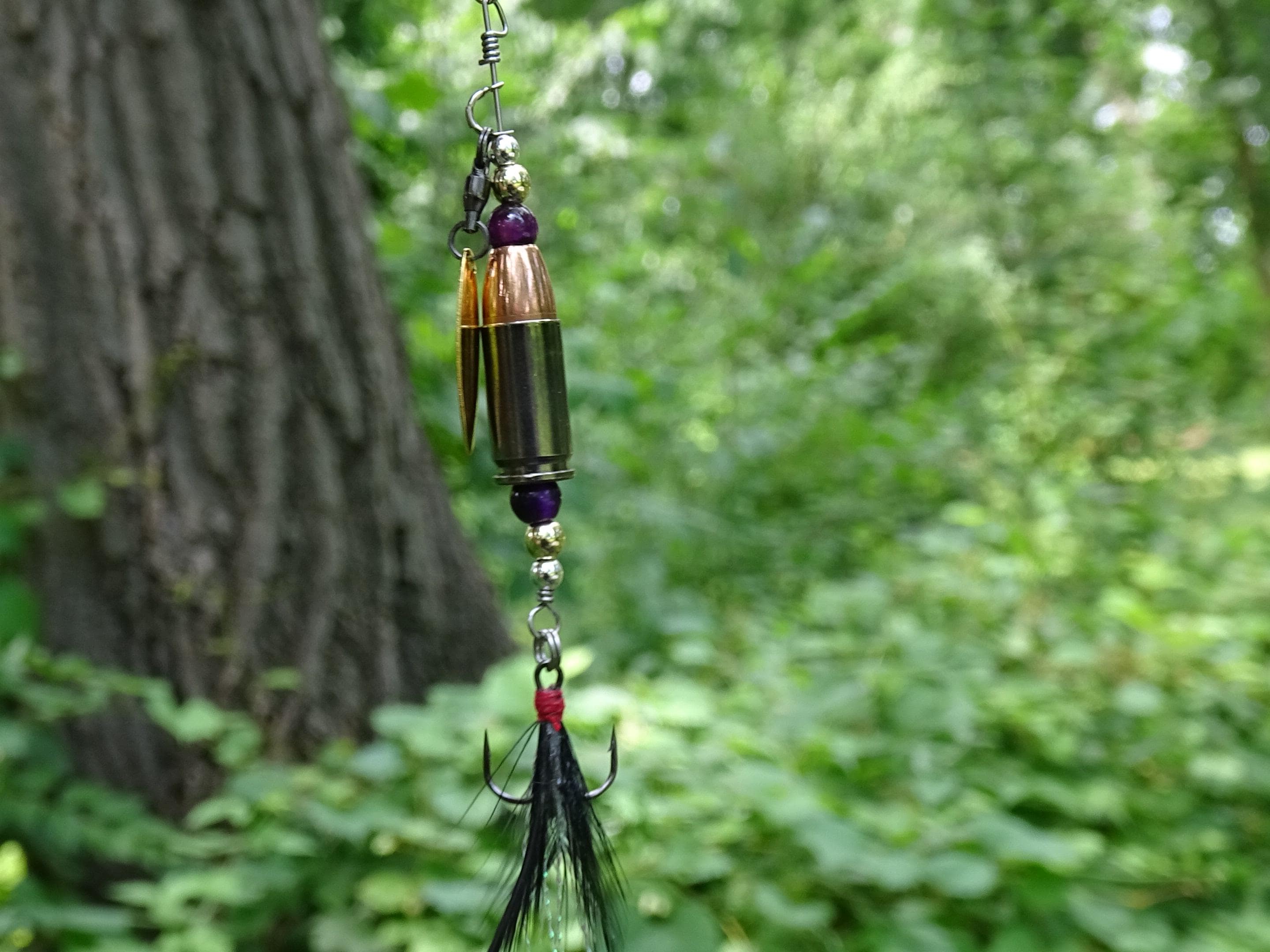 James Henry 9mm bullet fishing lure purple tigers eye bead 14k filled bead .925 filled bead (etsy image id: 7019255064)