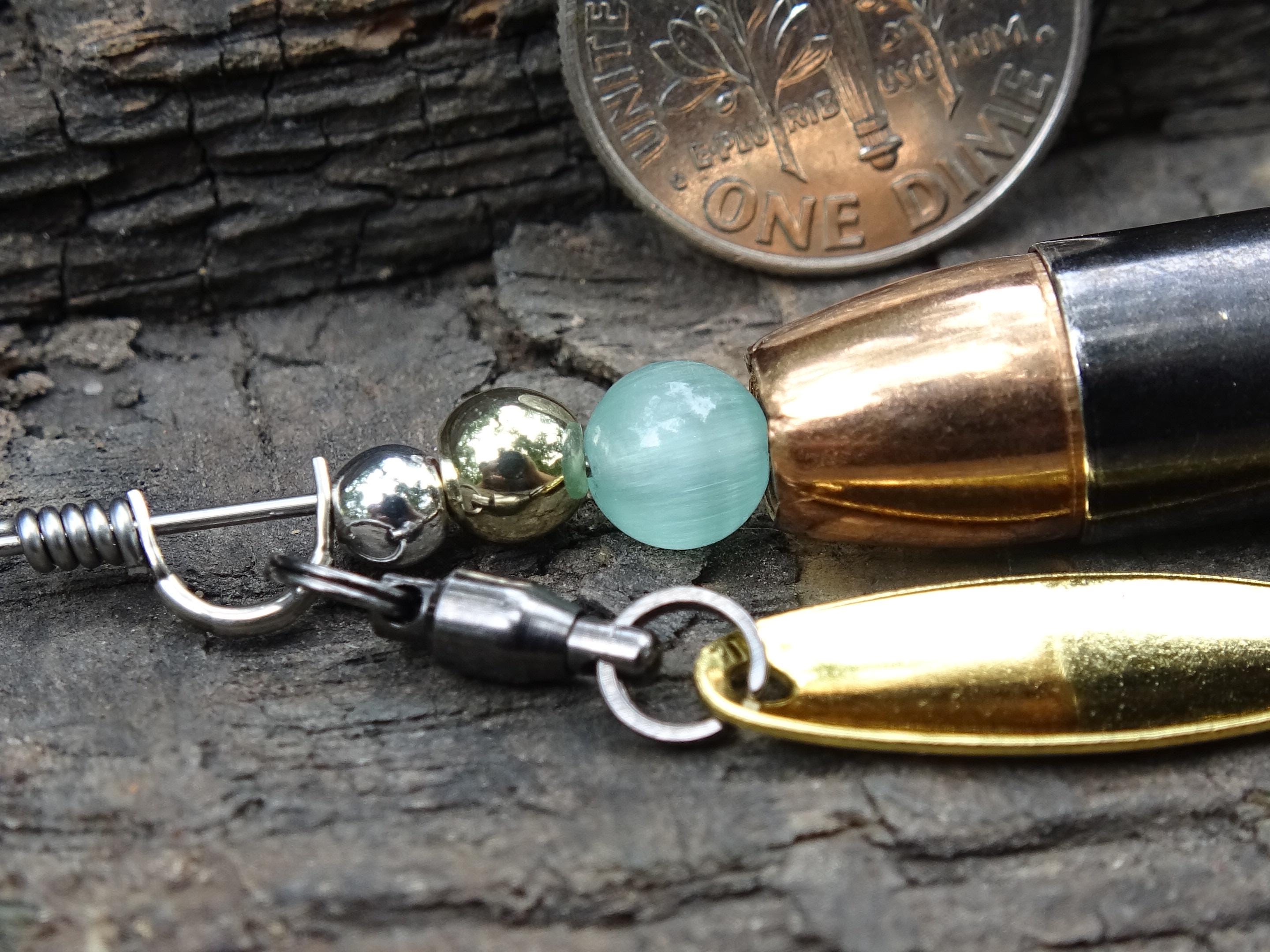 James Henry 9mm bullet fishing lure green moonstone bead 14k filled bead .925 filled bead (etsy image id: 7019308008)