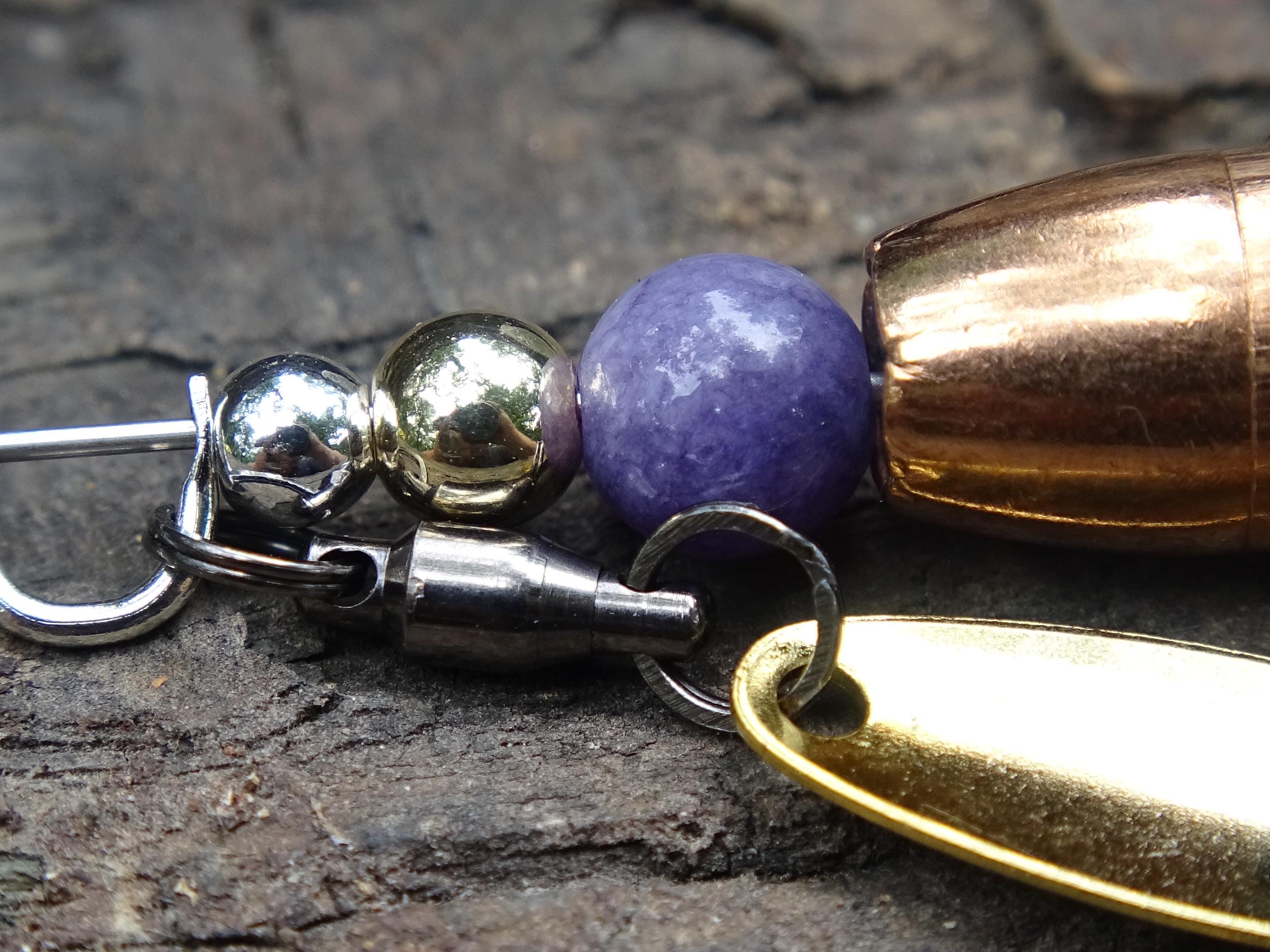 James Henry 9mm bullet fishing lure lavender agate bead 14k filled bead .925 filled bead (etsy image id: 7019342222)