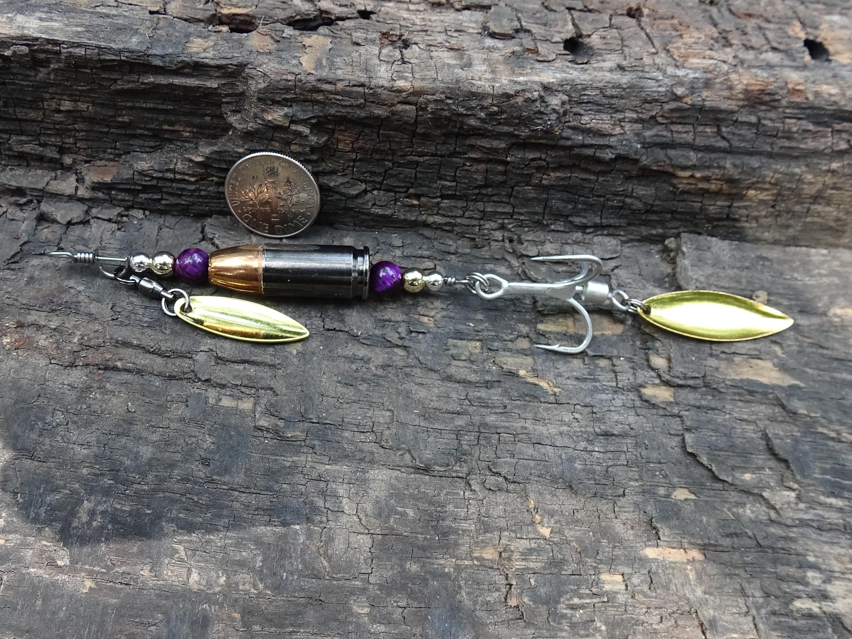 James Henry 9mm bullet fishing lure purple tigers eye bead 14k filled bead .925 filled bead (etsy image id: 7019733764)