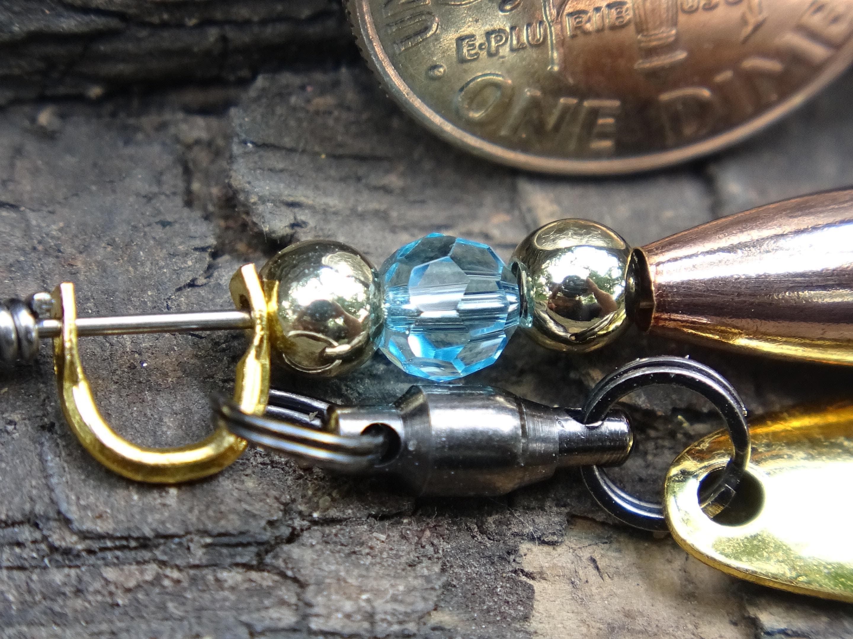 James Henry Bullet Fishing Aquamarine crystal Lure .223 bullet 14k gold filled bead (etsy image id: 7019855930)