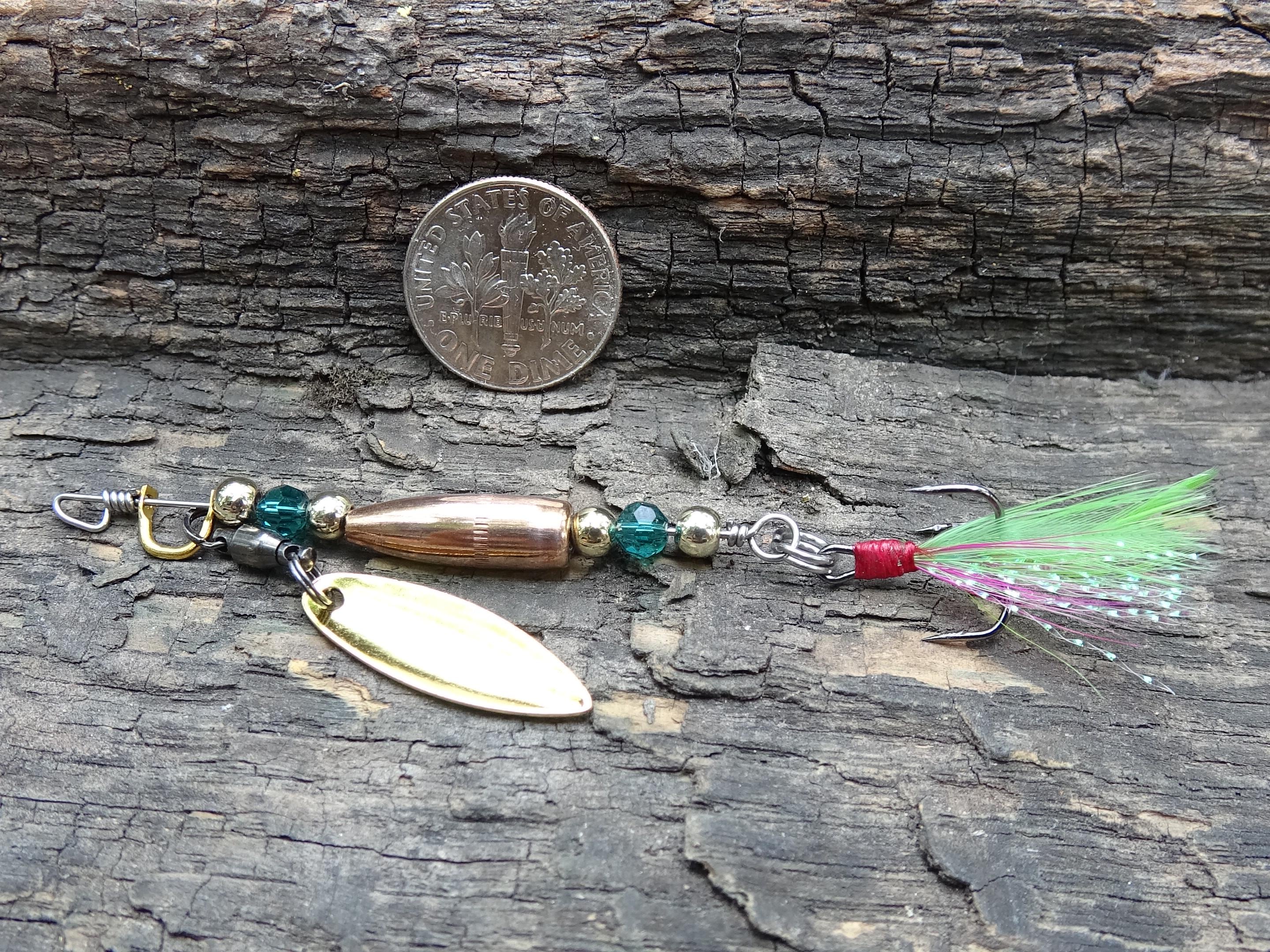 James Henry Bullet Fishing Emerald crystal Lure .223 bullet 14k gold filled bead (etsy image id: 7019868008)