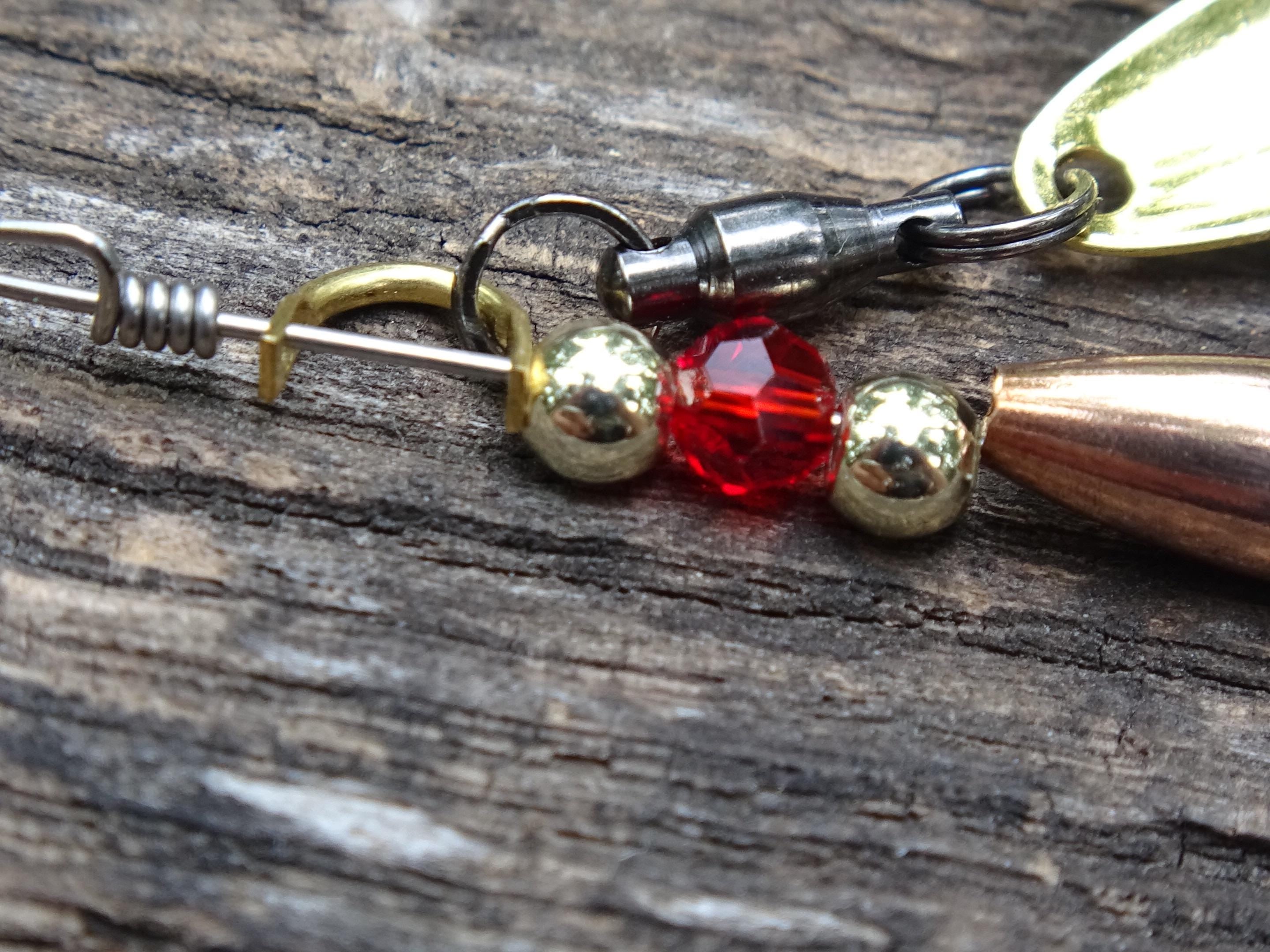 James Henry Bullet Fishing Garnet crystal Lure .223 bullet 14k gold filled bead (etsy image id: 7019881586)