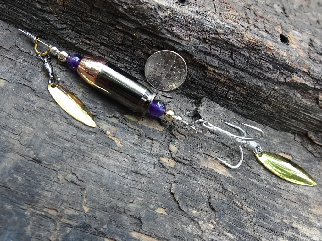James Henry 45 ACP bullet fishing lure Amethyst bead 14k filled bead .925 filled bead (etsy image id: 7019911172)