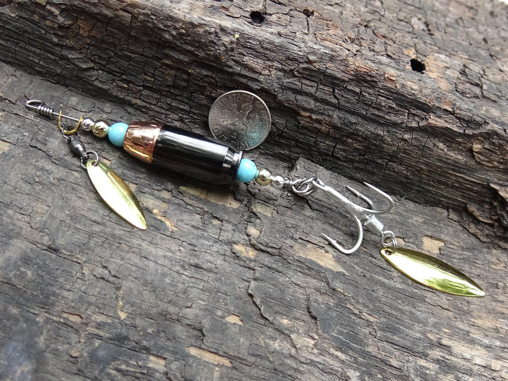 James Henry 45 ACP bullet fishing lure turquoise bead 14k filled bead .925 filled bead (etsy image id: 7019939172)