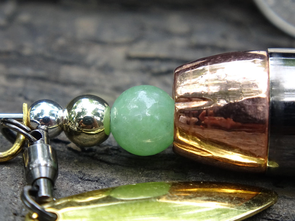 James Henry 45 ACP bullet fishing lure jade bead 14k filled bead .925 filled bead (etsy image id: 7019977066)