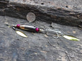 James Henry 9mm bullet fishing lure pink tigers eye bead 14k filled bead .925 filled bead (etsy image id: 7020010482)