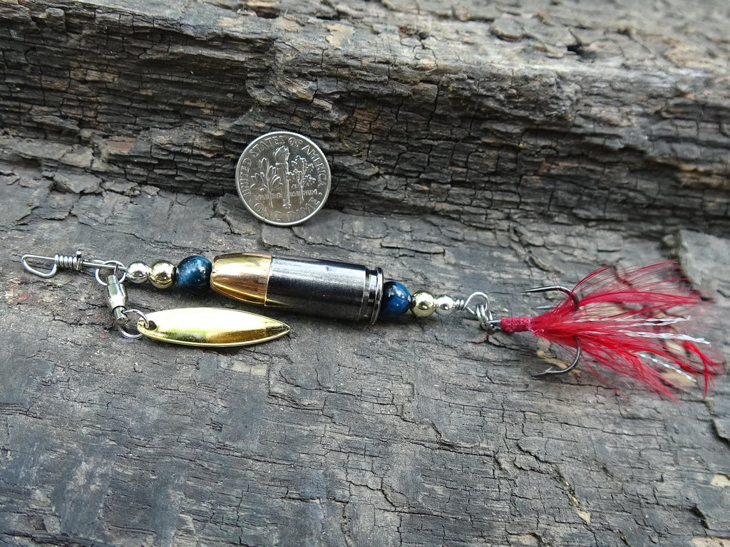 James Henry 9mm bullet fishing lure blue tigers eye bead 14k filled bead .925 filled bead (etsy image id: 7067125653)